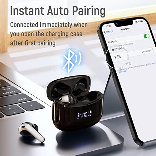 Wireless Earbuds Bluetooth Headphones 60H Playtime Ear Buds with LED Power Display Charging Case Earphones in-Ear Earbud with Microphone for Android Cell Phone Gaming Computer Laptop Sport Black - GEAR4EVER