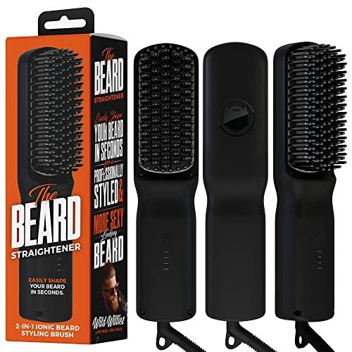 Beard Straightener for Men Brush by Wild Willies - 2-in-1 Heated Beard Brush, 3 Temperature Settings for Beard - Anti-Scalding & Ionic Technology Eliminates Frizz - Beard Straightening Comb - Better Savings Group