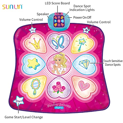 SUNLIN Dance Mat - Dance Mixer Rhythm Step Play Mat - Game Toy Gift for Kids Girls Boys with LED Lights, Adjustable Volume, Built-in Music, 3 Challenge Levels (3-12 Years Old)