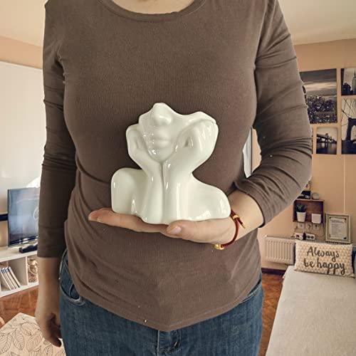 Female Form Ceramic Body Face Art Vase Ideal For Home Office Bookshelf Table Shelf Décor Modern Farmhouse 5.52x2.76x4.73Inch, Small - Better Savings Group