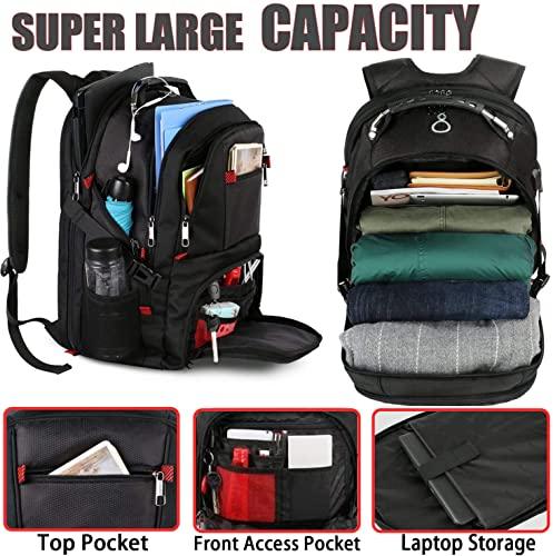 YOREPEK Travel Backpack, 50L Extra Large Laptop Backpacks for Men Women, Water Resistant College Backpack Airline Approved Business Work Bag with USB Charging Port Fits 17 Inch Computer, Black - GEAR4EVER