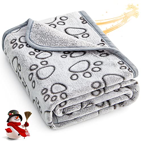 Stuffed® Premium Soft Dog Blanket Washable, 40"x32" Puppy Essentials Dog Product Cat Calming Blankets Throw for Medium Small Dogs, Christmas Pet Dog Gifts (Grey)