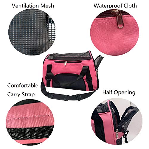 TIYOLAT Pet Carrier Bag, Airline Approved Duffle Bags, Pet Travel Portable Bag Home for Little Dogs, Cats and Puppies, Small Animals (Small, Pink)