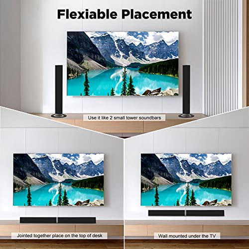 MZEIBO Sound Bars for TV, Bluetooth Soundbar for TV, 50W TV Sound Bar with 4 Drivers and Remote Control, Home Audio TV Speakers Sound Bar with ARC/Optical/AUX Connect