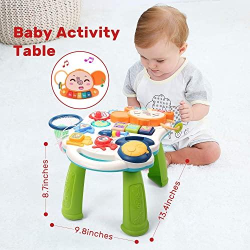 CUTE STONE Sit-to-Stand Learning Walker, 2 in 1 Baby Walker, Early Educational Child Activity Center, Multifunctional Removable Play Panel, Baby Music Learning Toy Gift for Infant Boys Girls - Better Savings Group