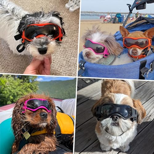 PETLESO Dog Goggles Small Breed, Dog Sunglasses for Small Breed UV Protection Eyewear for Small Dog Outdoor Riding Driving, Small Black