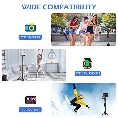 Sensyne 62" Phone Tripod & Selfie Stick, Extendable Cell Phone Tripod Stand with Wireless Remote and Phone Holder, Compatible with iPhone Android Phone, Camera (Black) - GEAR4EVER