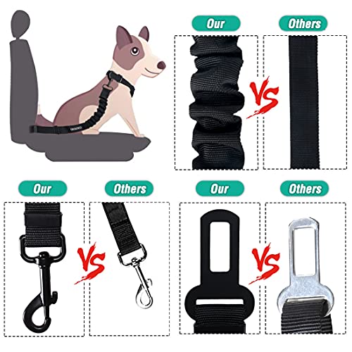 COOYOO Dog Seat Belt,3 Piece Set Retractable Dog Car Harness Adjustable Dog Seat Belt for Vehicle Nylon Pet Safety Seat Belts Heavy Duty & Elastic