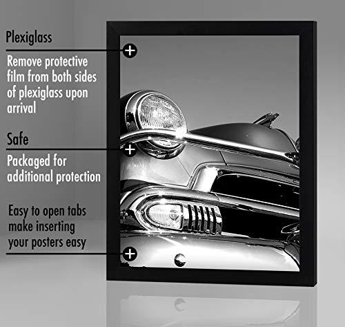 18x24 Poster Frame in Black - Composite Wood with Polished Plexiglass - Horizontal and Vertical Formats for Wall with Included Hanging Hardware - Better Savings Group