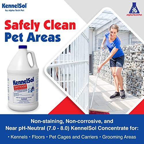 KennelSol 1-Step Kennel Cleaner - EPA Registered Liquid Concentrate Disinfectant and Deodorizer, Effective Against Bacteria and Viruses - 1 Gallon by Alpha Tech Pet