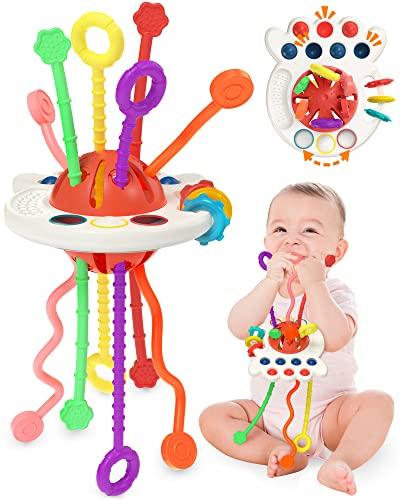 Yetonamr Baby Sensory Montessori Toy for 6-12-18 Months, Pull String Silicone Teething Toy, Educational Bath Learning Birthday Gift Travel Toy for 1 2 3 Year Old Boy and Girl Infant Toddlers - Better Savings Group