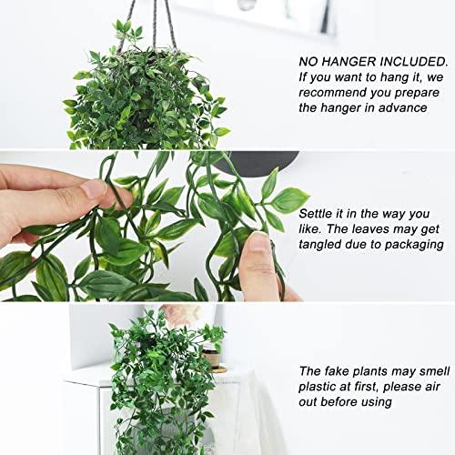 Whonline Artificial Hanging Plants Small Fake Potted Plants, Faux Plants for Indoor Outdoor Aesthetic Office Living Room Shelf Decor (1 Pack) - Better Savings Group