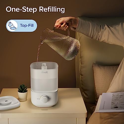 LEVOIT Top Fill Humidifiers for Bedroom, 2.5L Large Tank, Easy to Fill and Clean, 26dB Quiet Cool Mist Air Humidifier for Home Baby Nursery & Plants,Auto Shut-off and BPA-Free for Safety, 25H Runtime