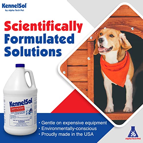 KennelSol 1-Step Kennel Cleaner - EPA Registered Liquid Concentrate Disinfectant and Deodorizer, Effective Against Bacteria and Viruses - 1 Gallon by Alpha Tech Pet