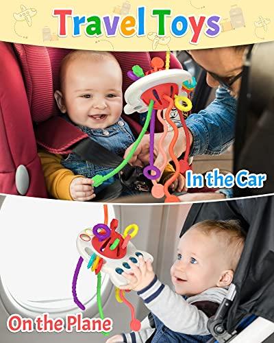 Yetonamr Baby Sensory Montessori Toy for 6-12-18 Months, Pull String Silicone Teething Toy, Educational Bath Learning Birthday Gift Travel Toy for 1 2 3 Year Old Boy and Girl Infant Toddlers - Better Savings Group