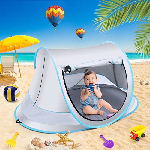 Baby Beach Tent,Large Pop Up Beach Tent Sun Shade for Beach,Portable Baby Travel Tent with Mosquito Net,Indoor Baby Play Tent,UPF 50+ UV Protection Sun Shelters1