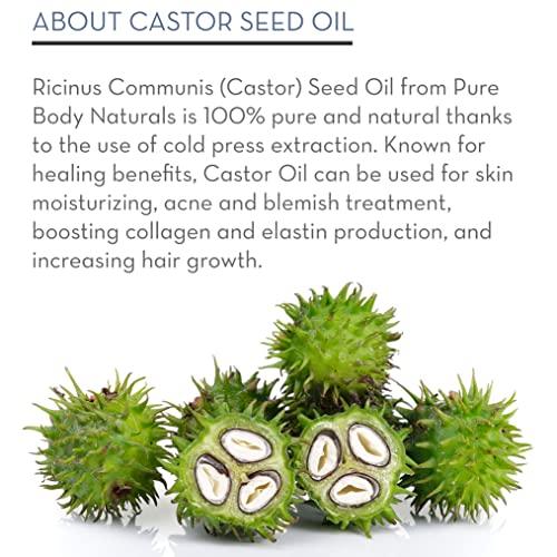 Castor Oil for Eyelashes and Eyebrows - Brow and Lash Growth Serum - Organic Hexane Free Cold Pressed Unrefined - 1 fl oz - Pure Body Naturals - Better Savings Group