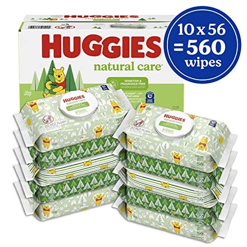 Huggies Natural Care Sensitive Baby Wipes, Unscented, Hypoallergenic, 99% Purified Water, 10 Flip-Top Packs (560 Wipes Total) - Better Savings Group