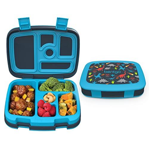 Kids Prints Leak-Proof, 5-Compartment Bento-Style Kids Lunch Box - Ideal Portion Sizes for Ages 3 to 7 - BPA-Free, Dishwasher Safe, Food-Safe Materials (Dinosaur) - Better Savings Group