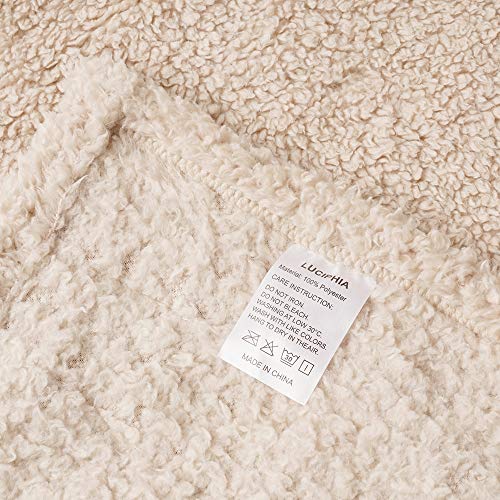 Premium Fleece Dog Blanket Soft Pet Sherpa Calming Blankets Throw for Dog Puppy Cat, Beige Small (20x30)