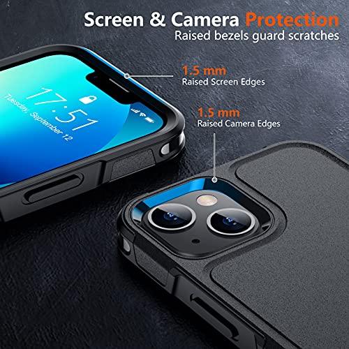 SPIDERCASE Designed for iPhone 13 Case/iPhone 14 Case, [10 FT Military Grade Drop Protection] [with 2 pcs Tempered Glass Screen Protector] Cover for iPhone 13 & 14 6.1 inch (Black) - GEAR4EVER