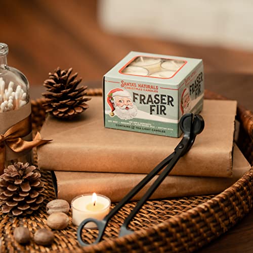 Santa's Naturals Fraser Fir Christmas Tea Light Candles | Fresh Cut Christmas Tree Fragrance | Sustainably Sourced Soy and Beeswax | 4 Hour Burn Time Per Candle | 12 Candles Per Box