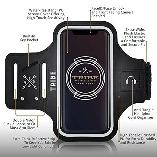 TRIBE Water Resistant Cell Phone Armband Case Running Holder for iPhone Pro Max Plus Mini SE (13/12/11/X/XS/XR/8/7/6/5) Galaxy S Ultra Plus Edge Note (21/20/10/9/8/7/6/5) Adjustable Strap & Key Pocket - GEAR4EVER