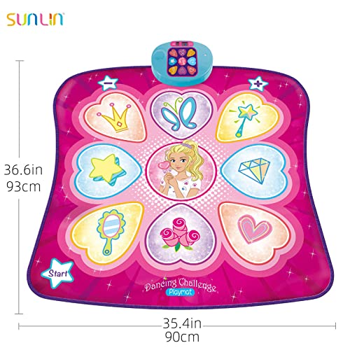 SUNLIN Dance Mat - Dance Mixer Rhythm Step Play Mat - Game Toy Gift for Kids Girls Boys with LED Lights, Adjustable Volume, Built-in Music, 3 Challenge Levels (3-12 Years Old)