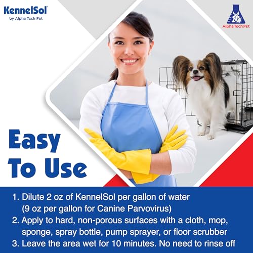 KennelSol 1-Step Kennel Cleaner - EPA Registered Liquid Concentrate Disinfectant and Deodorizer, Effective Against Bacteria and Viruses - 1 Gallon by Alpha Tech Pet