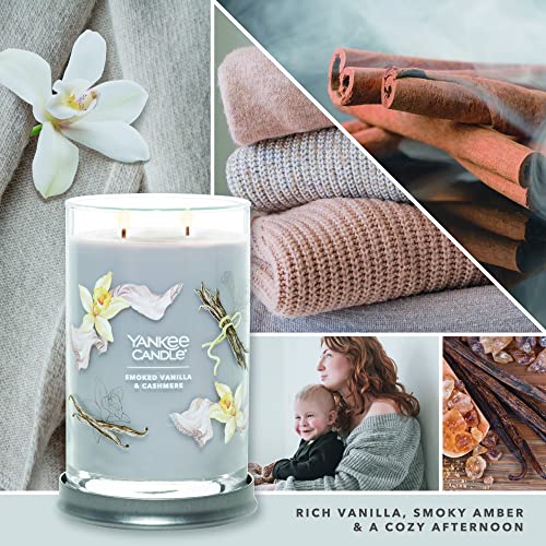 Yankee Candle Smoked Vanilla & Cashmere Scented, Signature 20oz Large Tumbler 2-Wick Candle, Over 60 Hours of Burn Time