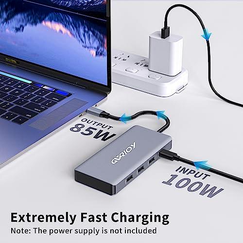 USB C to Dual HDMI Adapter, Multi Display Docking Station Dual Monitor with 2 HDMI, Displayport, 100W PD, 3 USB Ports, USB C Hub Multiport Dongle Compatible with MacBook/Dell/HP/Lenovo Laptops - GEAR4EVER