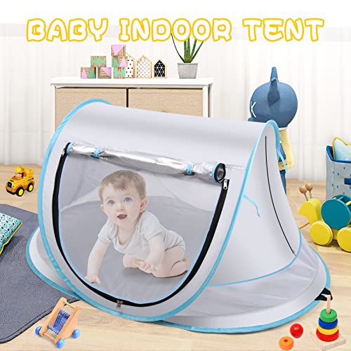 Baby Beach Tent,Large Pop Up Beach Tent Sun Shade for Beach,Portable Baby Travel Tent with Mosquito Net,Indoor Baby Play Tent,UPF 50+ UV Protection Sun Shelters1