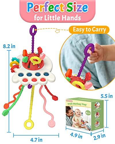 Yetonamr Baby Sensory Montessori Toy for 6-12-18 Months, Pull String Silicone Teething Toy, Educational Bath Learning Birthday Gift Travel Toy for 1 2 3 Year Old Boy and Girl Infant Toddlers - Better Savings Group