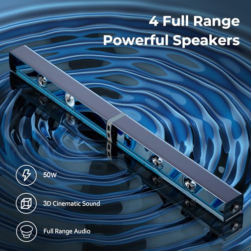 MZEIBO Sound Bars for TV, Bluetooth Soundbar for TV, 50W TV Sound Bar with 4 Drivers and Remote Control, Home Audio TV Speakers Sound Bar with ARC/Optical/AUX Connect