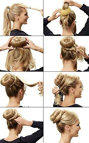 YaFex Hair Donut Bun Maker Kit, 4 Pieces (1 Large, 2 Medium and 1 Small), 6 Pieces Elastic Hair Ties, 20 Pieces Hair Bobby Pins, Brown