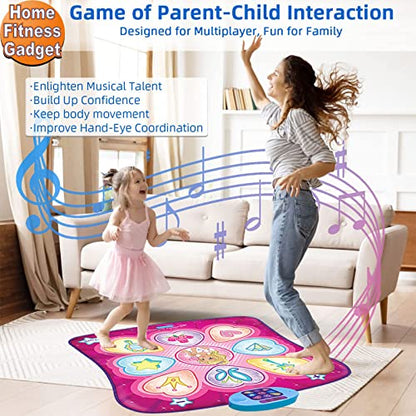 SUNLIN Dance Mat - Dance Mixer Rhythm Step Play Mat - Game Toy Gift for Kids Girls Boys with LED Lights, Adjustable Volume, Built-in Music, 3 Challenge Levels (3-12 Years Old)