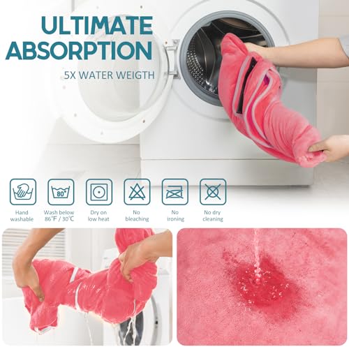 Avont Dog Bathrobe - Super Absorbent Pet Drying Towel Bath Robes After Bath Shower Swim Wet Walk for Puppies -Pink(L)