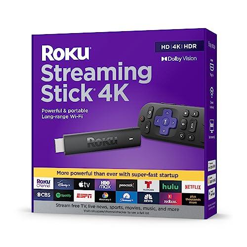 Roku Streaming Stick 4K | Portable Roku Streaming Device 4K/HDR/Dolby Vision, Roku Voice Remote, Free & Live TV - GEAR4EVER