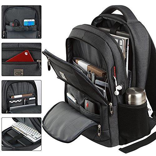 Laptop Backpack,Business Travel Anti Theft Slim Durable Laptops Backpack with USB Charging Port,Water Resistant College Computer Bag for Women & Men Fits 15.6 Inch Laptop and Notebook - Black - GEAR4EVER