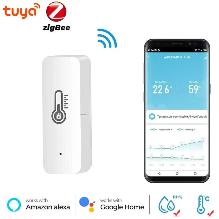 WIFI Temperature & Humidity Sensor Support Alexa Voice Control Hygrometer Zigbee - Better Savings Group