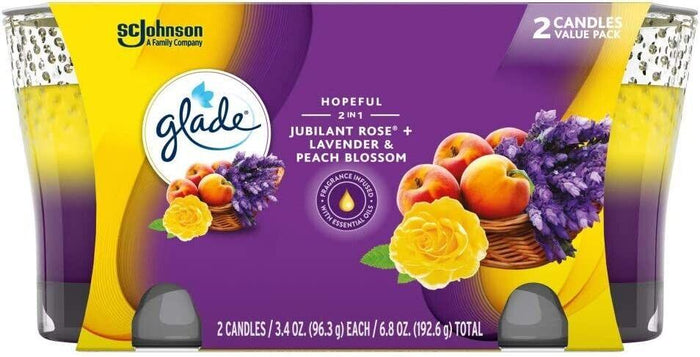 Glade Candle Jar - Air Freshener 2in1 Jubilant Rose & Lavender & Peach Blossom - Better Savings Group