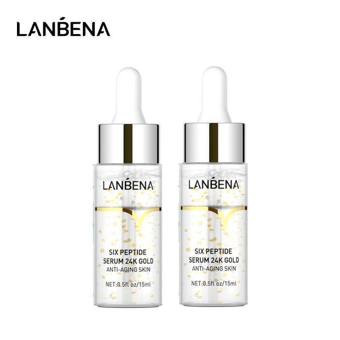 LANBENA | Six Peptide 24k Gold Serum Anti-Aging Wrinkle Lift Firming - 2 PACK - Better Savings Group