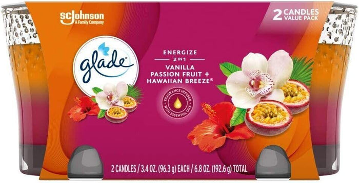 Glade Candle Jar - Air Freshener 2in1 Hawaiian Breeze & Vanilla Passion Fruit - Better Savings Group