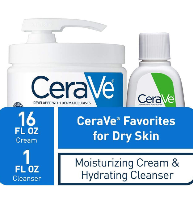 CeraVe | Moisturizing Cream Combo Pack - 16 oz with Pump & 1 oz Hydrating Facial Cleanser - Better Savings Group