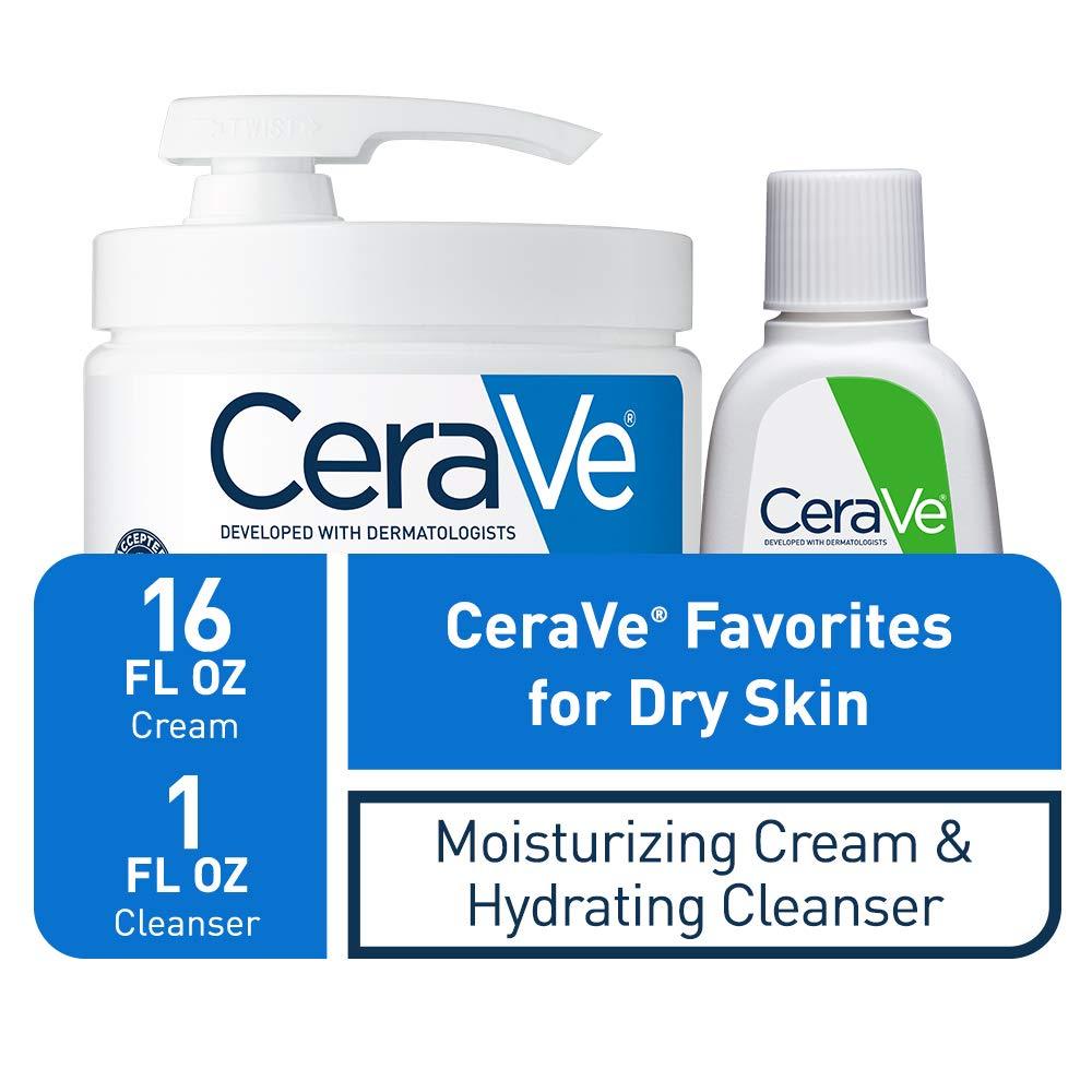 CeraVe | Moisturizing Cream Combo Pack - 16 oz with Pump & 1 oz Hydrating Facial Cleanser - Better Savings Group