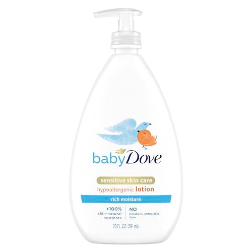 Baby Dove Sensitive Skin Care Body Lotion For Delicate Baby Skin Rich Moisture With 24-Hour Moisturizer, 20 fl oz (Package May Vary)