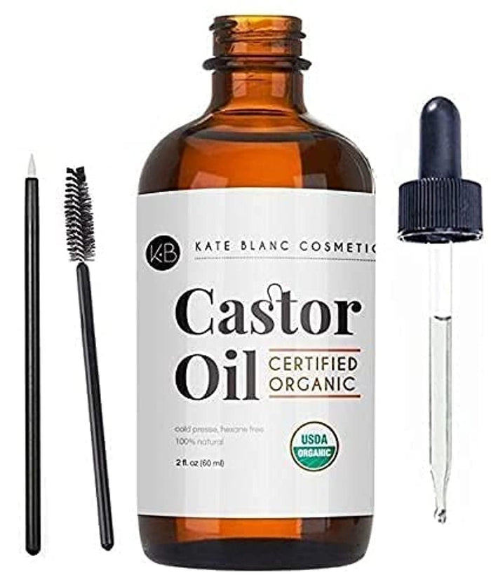 Kate Blanc Cosmetics | Castor Oil (2oz) - Organic 100% Pure Cold Pressed Hexane Free Stimulate Growth for Eyelashes, Eyebrows, Hair - Better Savings Group