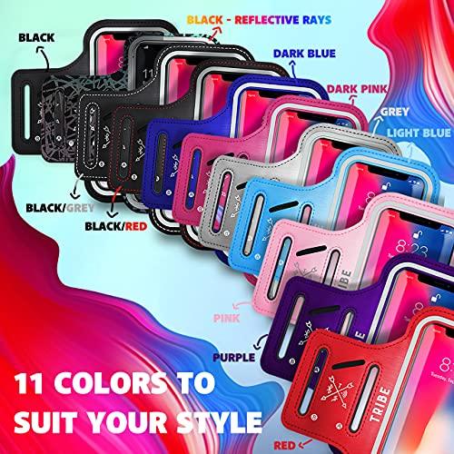 TRIBE Water Resistant Cell Phone Armband Case Running Holder for iPhone Pro Max Plus Mini SE (13/12/11/X/XS/XR/8/7/6/5) Galaxy S Ultra Plus Edge Note (21/20/10/9/8/7/6/5) Adjustable Strap & Key Pocket - GEAR4EVER