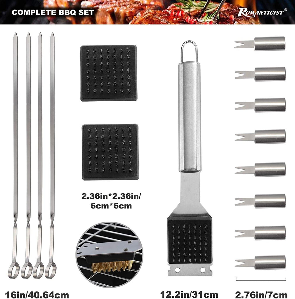 Romanticist | 23pc Must-Have BBQ Grill Accessories Set with Thermometer in Case - Better Savings Group