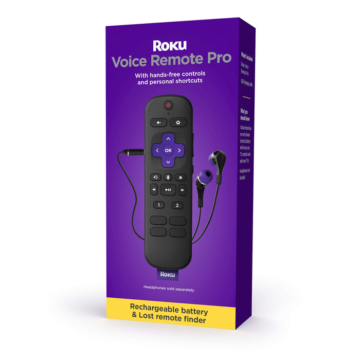 Roku Voice Remote Pro with TV controls | Rechargeable , lost remote finder, private listening , and shortcut buttons for Roku Players, TV, & Streambars